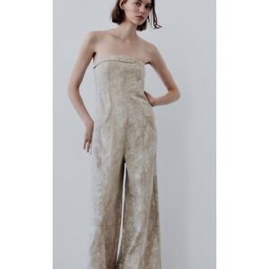 Zara Beige Strapless Jumpsuit